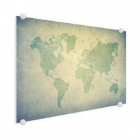 Wereldkaart Vervaagd Groentint - Plexiglas 100x50
