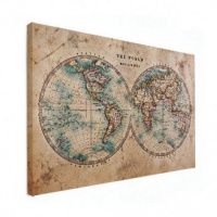 Wereldkaart The World Perkament - Canvas 40x30
