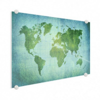 Wereldkaart Vervaagd Groen - Plexiglas 40x30