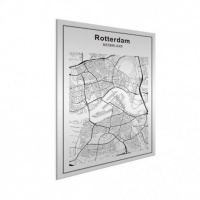 Stadskaart Rotterdam - Geborsteld aluminium 30x40