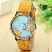 Around the Globe horloge - Okergeel