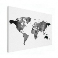 Wereldkaart Geometrische Vakken Wit - Canvas 120x80