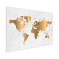 Wereldkaart Golden Marble - Poster 80x60