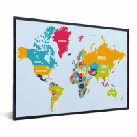 Wereldkaart Grote Landnamen - Zwarte lijst, Passe partout zwart 40x30