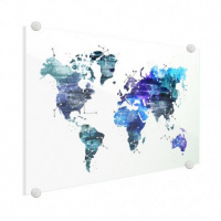 Wereldkaart Artistiek Nachtkleuren - Plexiglas 90x60