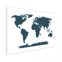 Wereldkaart Kruisjespatroon Blauw - Houten plaat 80x60