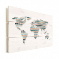 Wereldkaart Zuid-Amerikaans Patroon - Horizontale planken hout 120x80