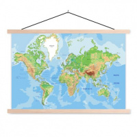 Wereldkaart Aardrijkskundig Origineel - Schoolplaat 90x60