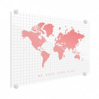 Wereldkaart We Need Some Pink - Plexiglas 80x60