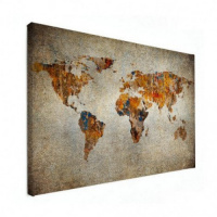 Wereldkaart Vintage Kleuren - Canvas 120x80