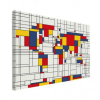Wereldkaart Mondriaan - Canvas 90x60