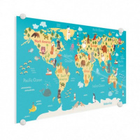 Wereldkaart Leerzaam En Leuk - Plexiglas 120x80