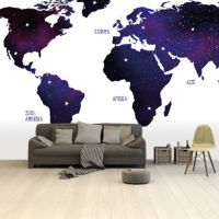 Wereldkaart Stars And Continents Paarstint - Vinylbehang 265x350