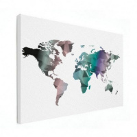 Wereldkaart Geometrische Kleuren - Canvas 40x30
