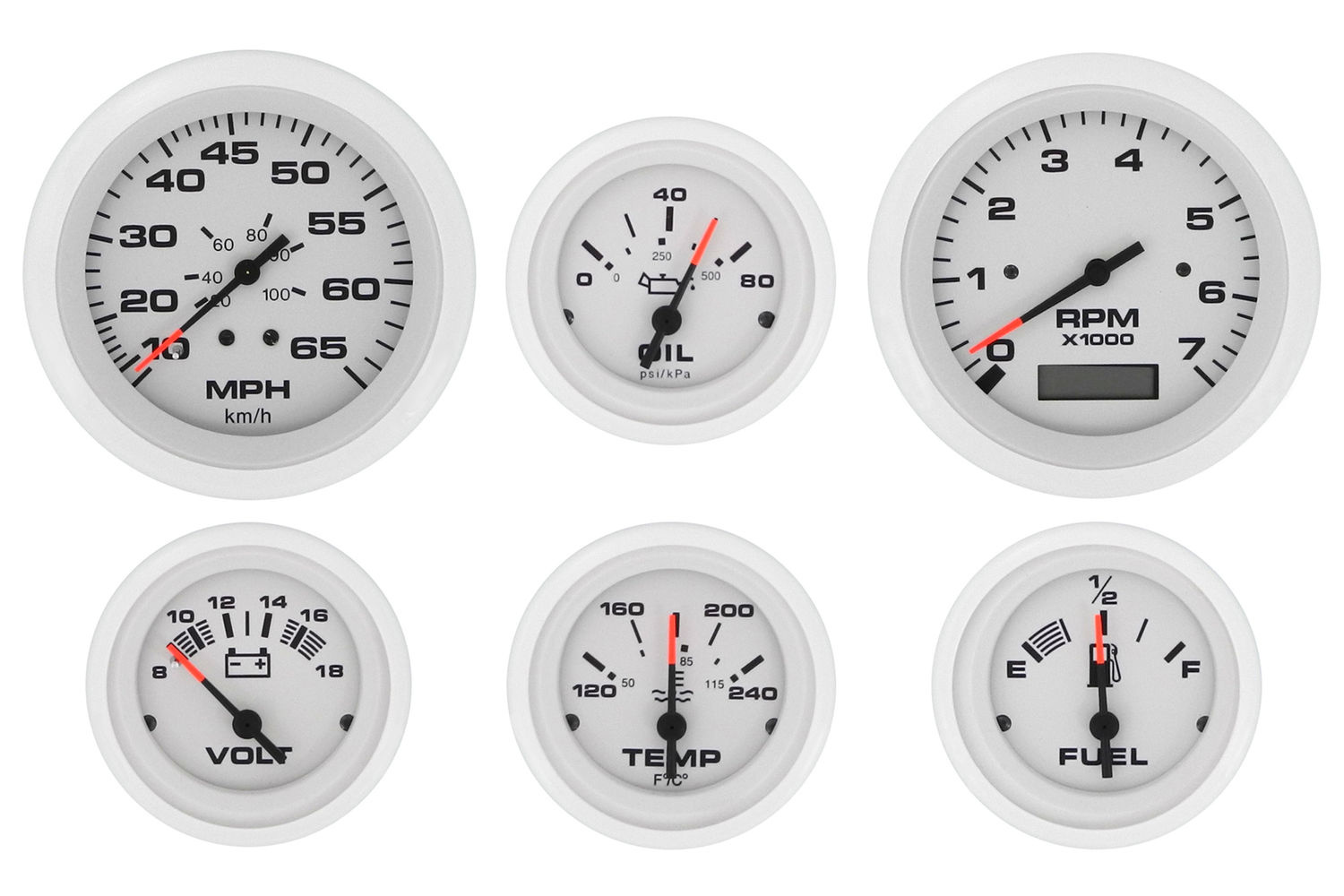 6 Gauge Set, Arctic - Tach/Hr