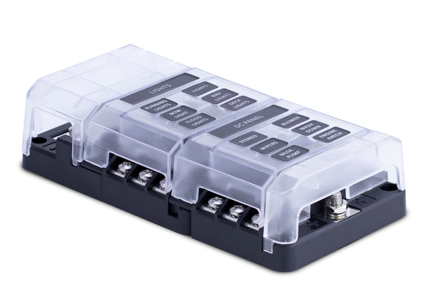 408 Series Fuse Block, 12 Gang w/ Bus Bar&Cover