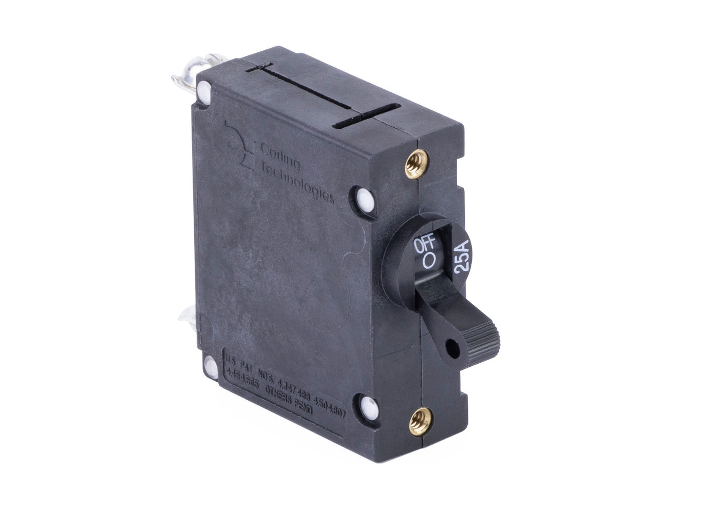 Circuit Breaker, Black Toggle, Single Pole, 25A
