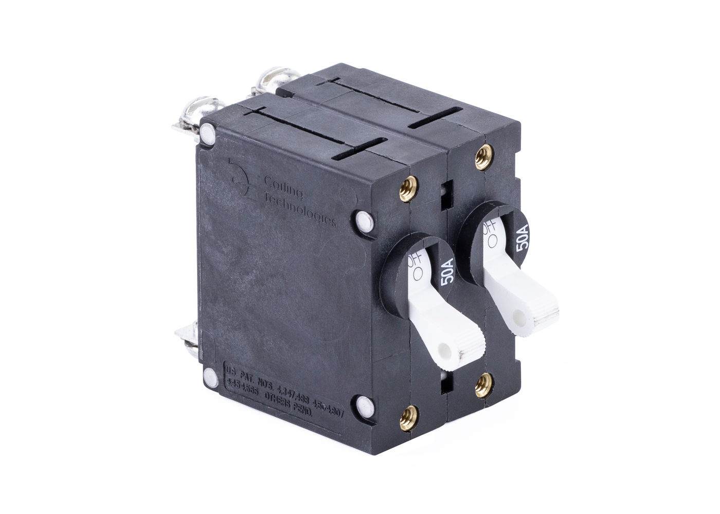 Circuit Breaker, White Toggle, Double Pole, 50A