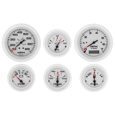 6 Gauge Set, Arctic - Tach/Hr Foto van 6 Gauge Set, Arctic - Tach/Hr
