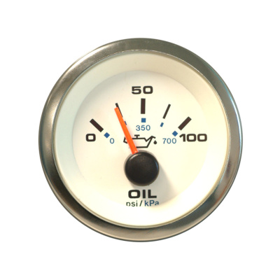 Oil Pressure, White Premier Pro 2" 0-100 PSI Foto van Oil Pressure, White Premier Pro 2" 0-100 PSI