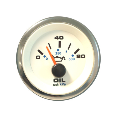 Oil Pressure, White Premier Pro 2" 0-80 PSI Foto van Oil Pressure, White Premier Pro 2" 0-80 PSI