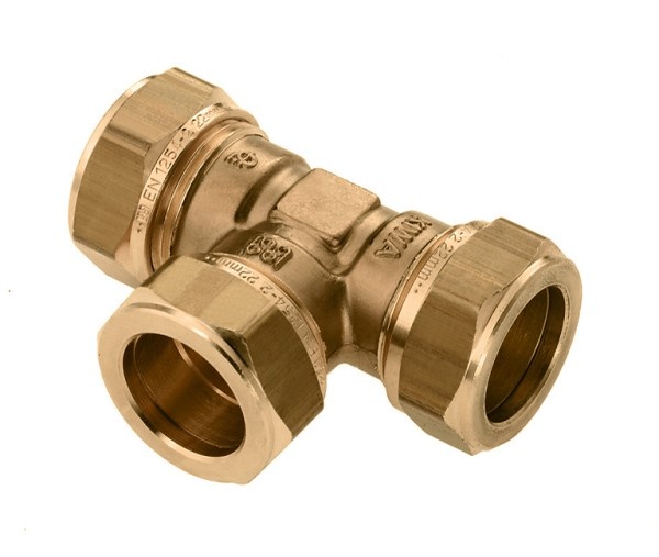 Snijringkoppeling 6x6x6 T - Messing