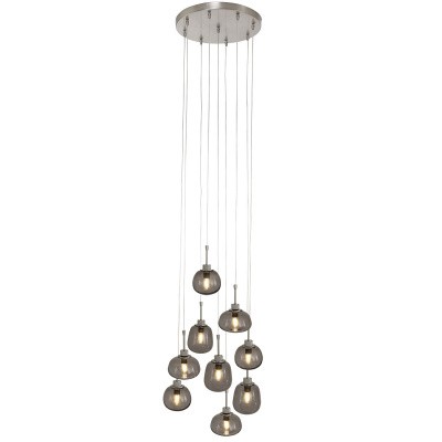 Hangl. 9-L. glas LED grijs glas E14 2485ST Hangl. 9-L. glas LED grijs glas E14 2485ST