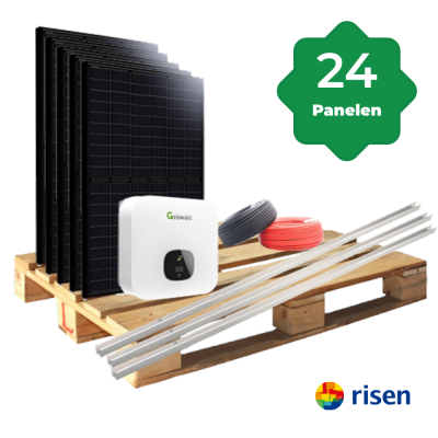Foto van 24 Zonnepanelen 9480Wp Risen Schuin Dak Staal Damwand Portrait - incl. Growatt Omvormer