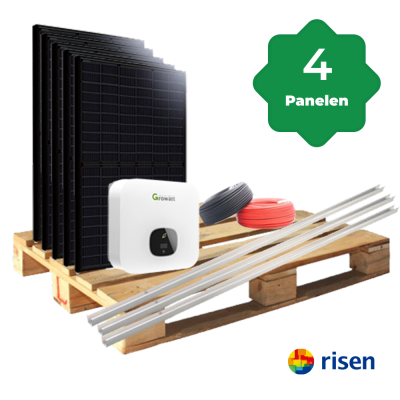 Foto van 4 Zonnepanelen 1580Wp Risen Schuin Dak Golfplaten Portrait - incl. Enphase IQ8+ PLUS Micro-Omvormer