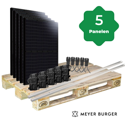 Foto van 5 Zonnepanelen 1900Wp Meyer Burger Schuin Dak Golfplaten Portrait/Enphase IQ8+ Micro-Omvormer