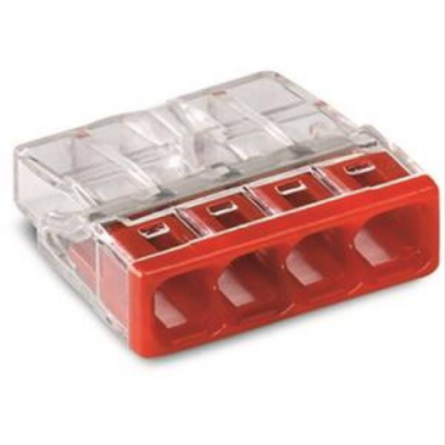 Foto van Wago Lasklem 4-voudig 0,5-2,5 mm² rood per 100 stuks