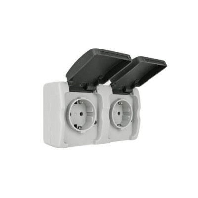 Foto van Wandcontactdoos 2V waterdicht randaarde hor