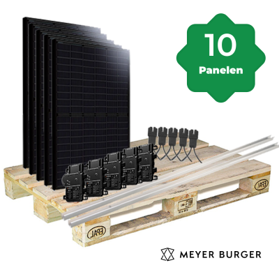 Foto van 10 Zonnepanelen 3800Wp Meyer Burger Schuin Dak Staal Damwand Portrait/Enphase IQ8+ Micro-Omvormer