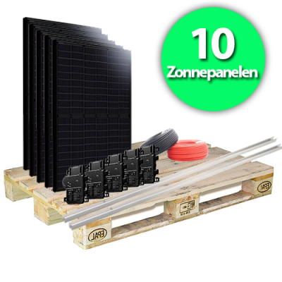 Foto van 10 Zonnepanelen 3600Wp URE 400Wp Full Black - Incl. Enphase IQ7+ Micro Omvormers Schuin dak damwand